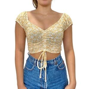 Forever 21 Yellow Floral Crop Top